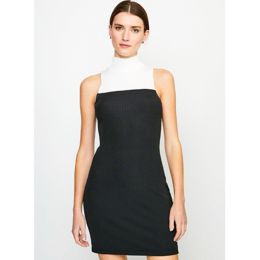 Karen Millen Lounge Rib Funnel Colour Block Jersey Dress